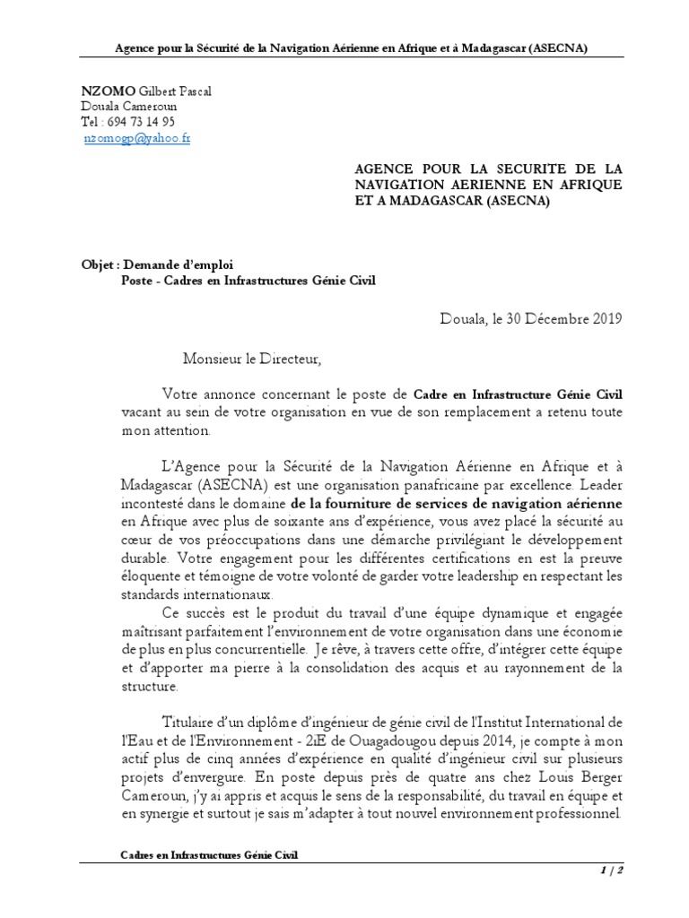 Lettre De Motivation Pour Emploi Au Cameroun Pdf  Tyrone Smith Lettre