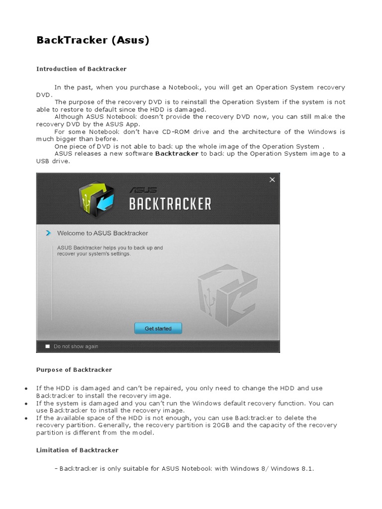 Asus - BackTracker | PDF | Backup | Laptop
