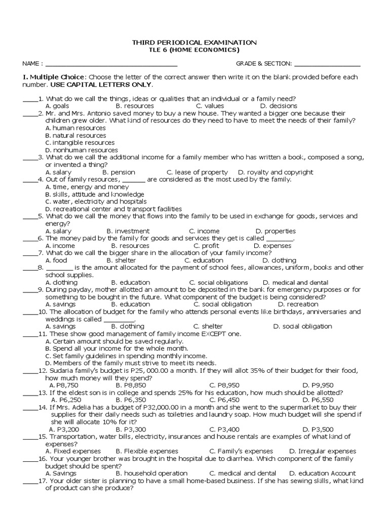 H.E. 3rd PT | PDF | Scissors | Resource