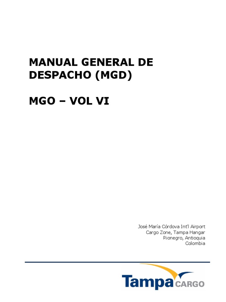 Manual General De Despacho Mgd Mgo Vol Vi Pdf Aeropuerto Aviación
