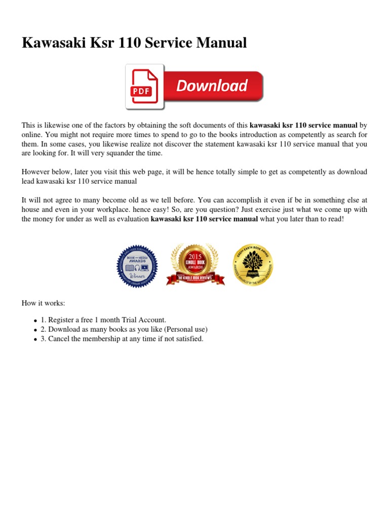 KSR-Ⅰ／ KSR-Ⅱサービスマニュアル KSR-Ⅰ KSR-Ⅱ サービスマニュアル Kawasaki KSR 110 Service Manual | PDF