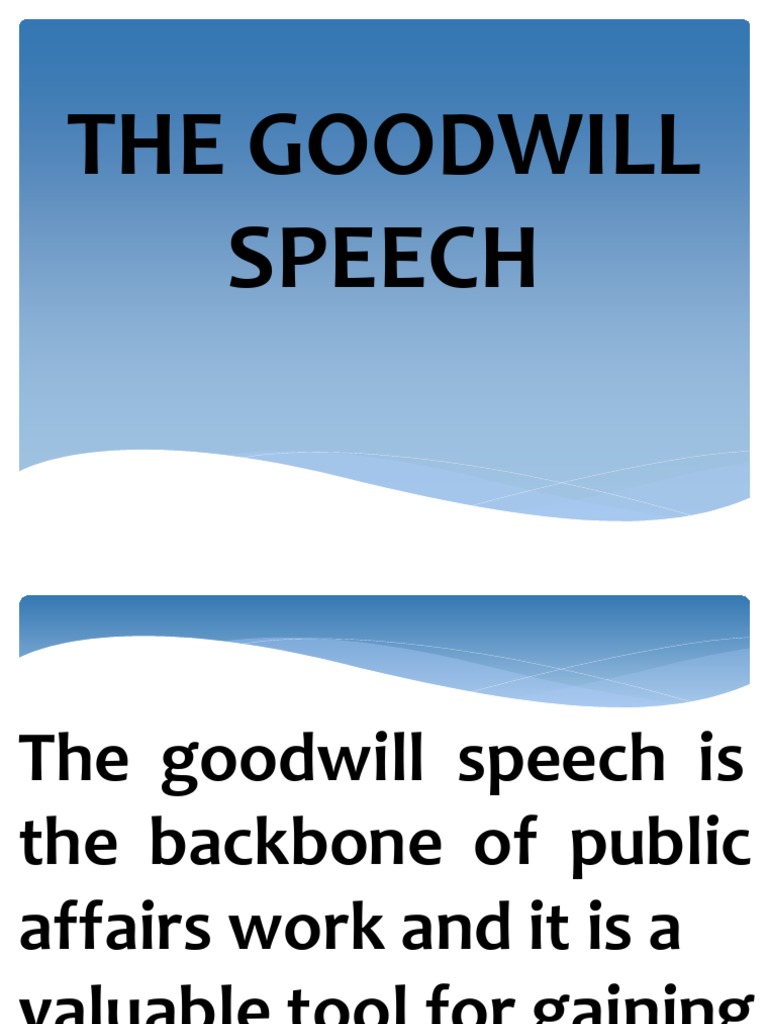 definition of a goodwill speech