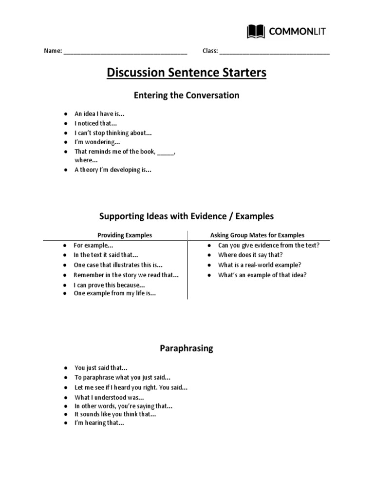 Discussion Starters PDF Cognition Cognitive Science