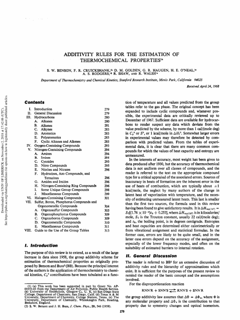 1968 Benson Aditives Conformational Isomerism Carbon