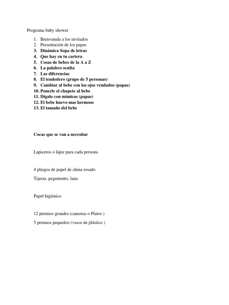 Esquema Del Programa Del Baby Shower