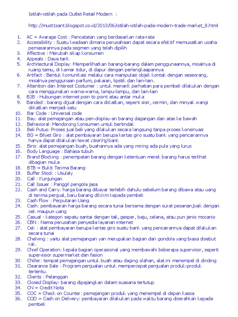 Istilah Retail pada Outlet Modern | PDF