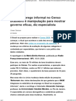 Incluir emprego informal no Censo brasileiro é manipulação para mostrar governo eficaz, diz especialista 15-01-2020