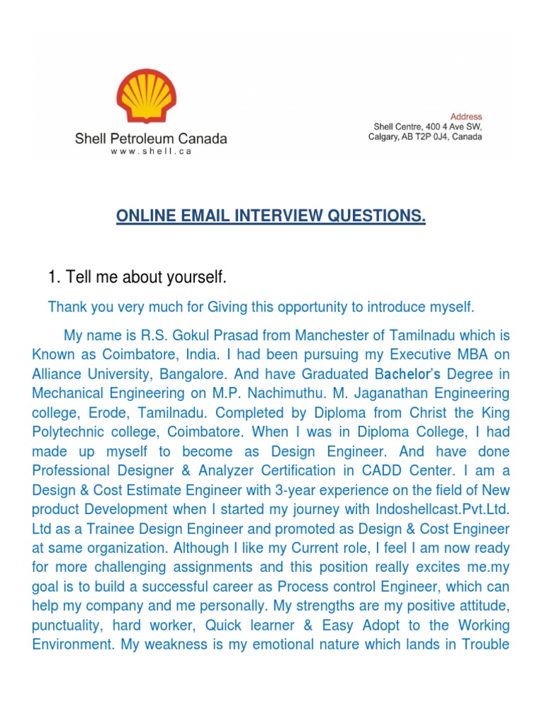 Shell Online Interview Form PDF Risk Cognition