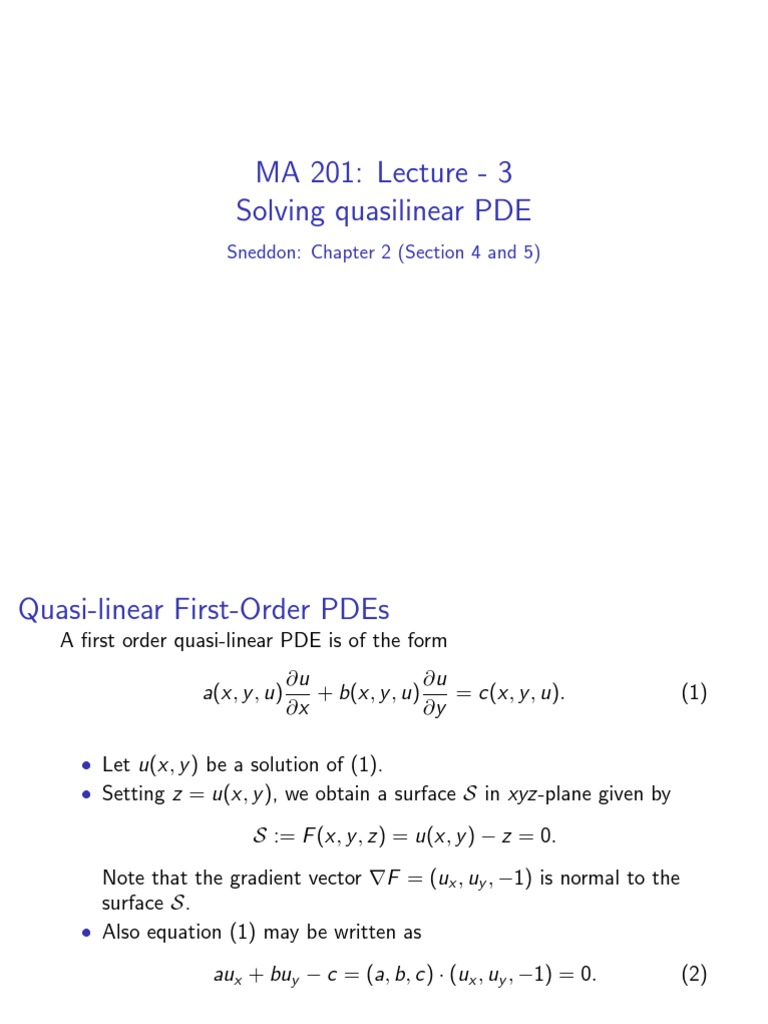 Ma 1 19 Pde Lecture 3 Partial Differential Equation Differential Equations