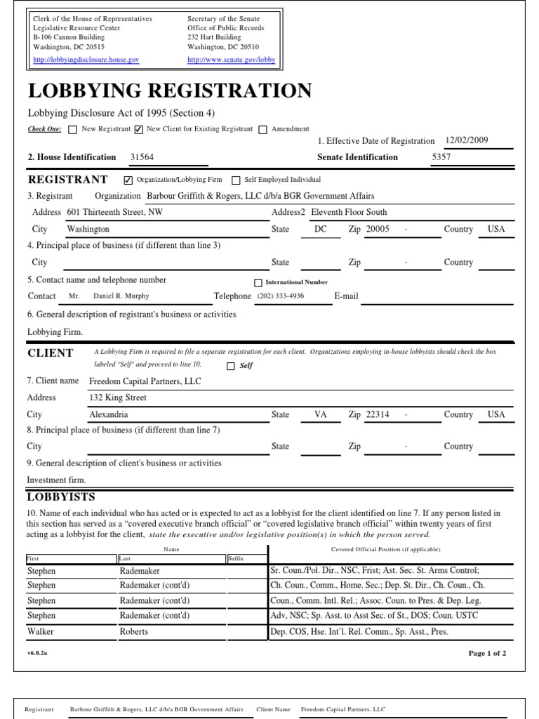 BGR Government Affairs Registration | PDF