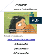 Programa Festival Internacional de Poesía 2010 Zacatecas