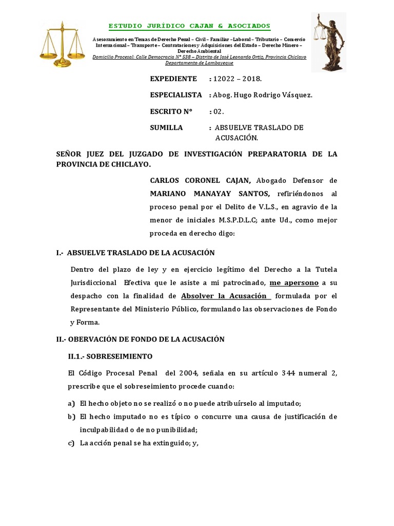 Absolución Penal en Caso de Mariano Menor Jr. | PDF | Violación ...