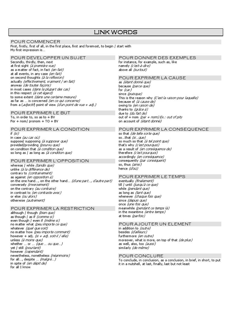 Linking Words English PDF | PDF