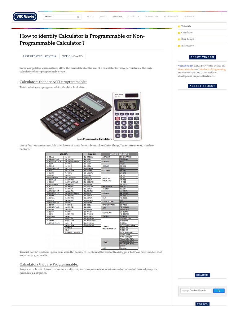 How to identify Calculator is Programmable or Non-Programmable ...