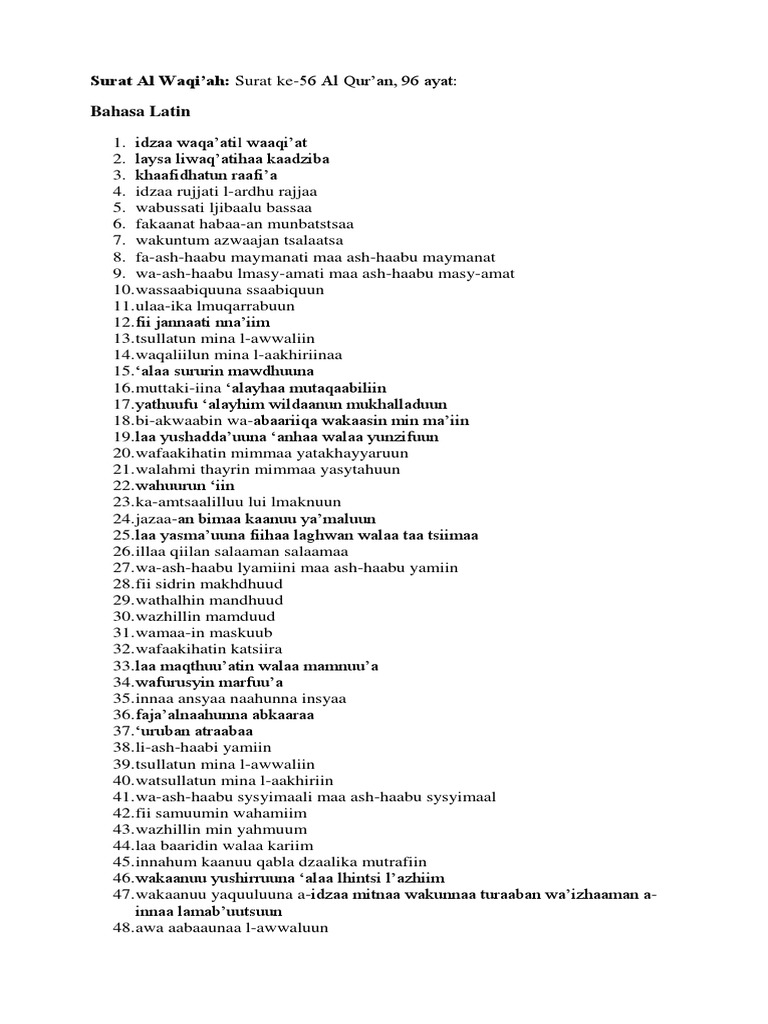 Download 69+ Contoh Surat Al Waqiah Full Latin Terbaik Gratis