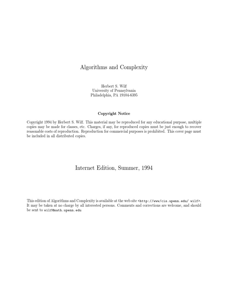 Herbert S. Wilf - Algorithms and Complexity-A K Peters - CRC Press ...
