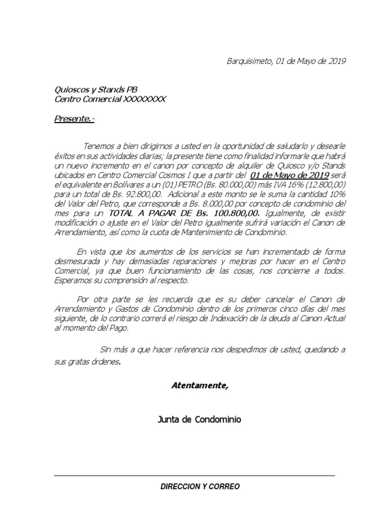 MODELO Carta Aumento PDF