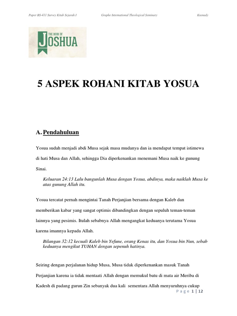 5 Hal Rohani Kitab Yoshua PDF | PDF