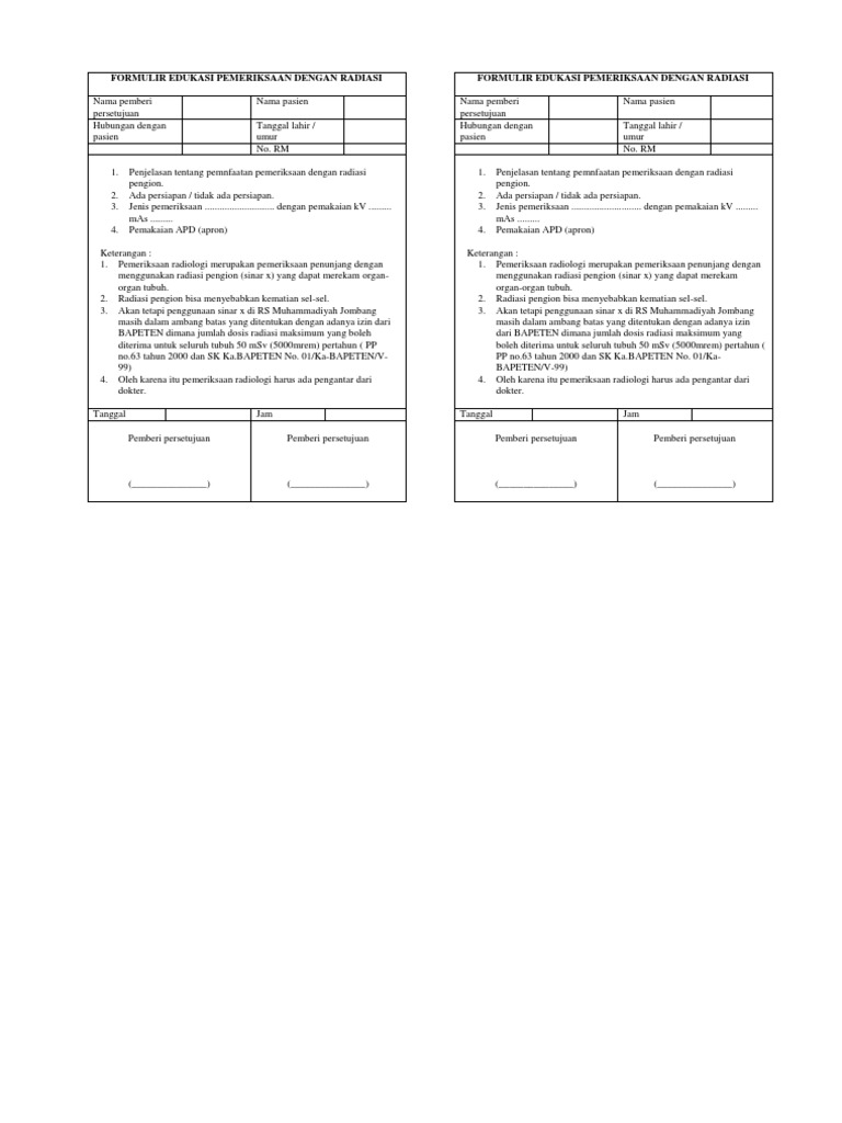 Formulir Edukasi Radiologi Pengion | PDF