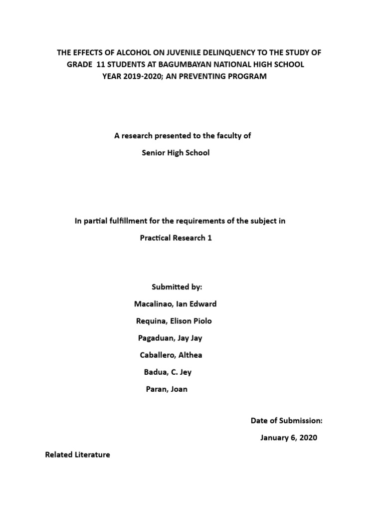 Alcohol Impact on Juvenile Delinquency | PDF | Long Term Effects Of ...