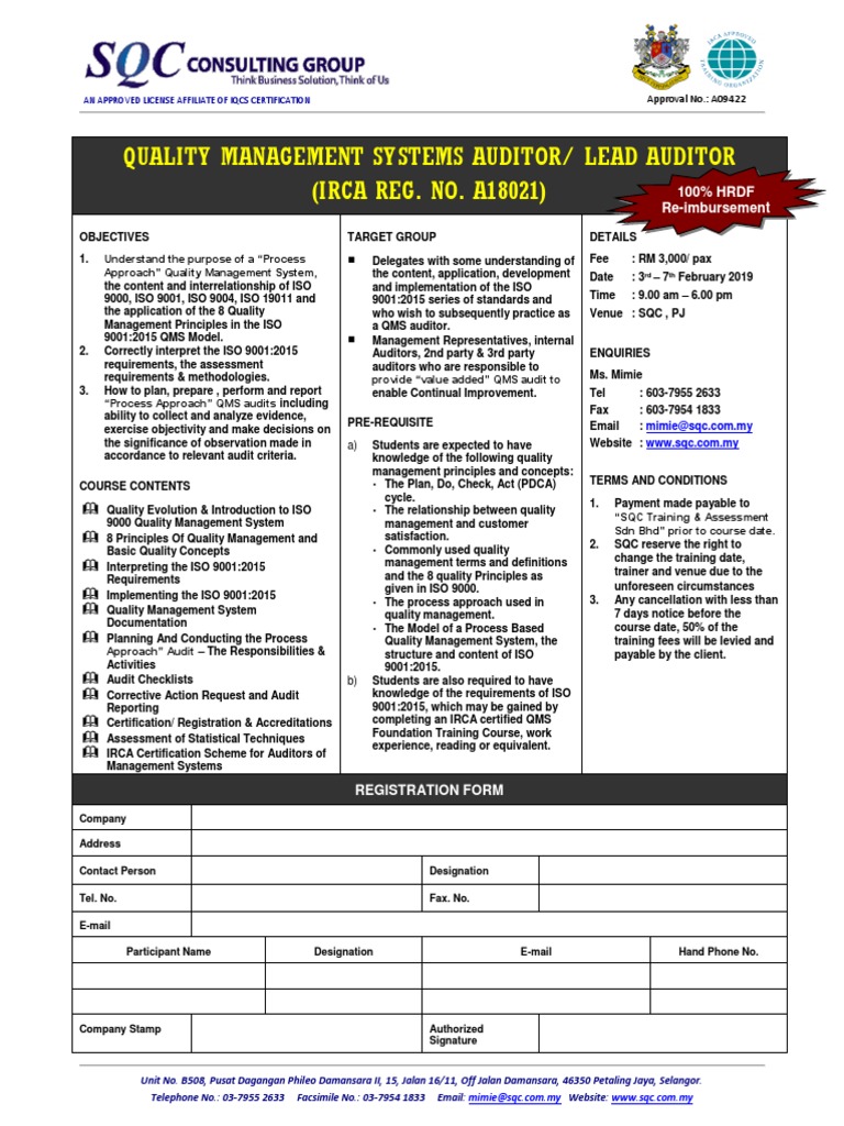 QMS Lead Auditor Training Course | PDF | Iso 9000 | Quality Management
