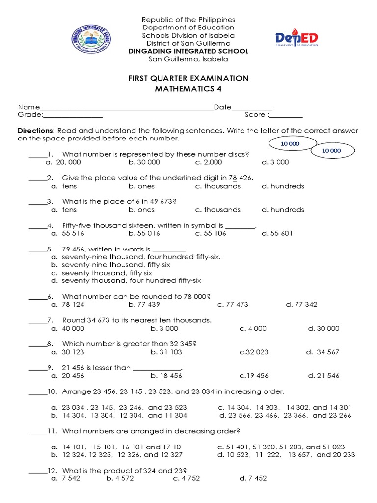 1ST Quarter - Math 4 | PDF | Teaching Mathematics