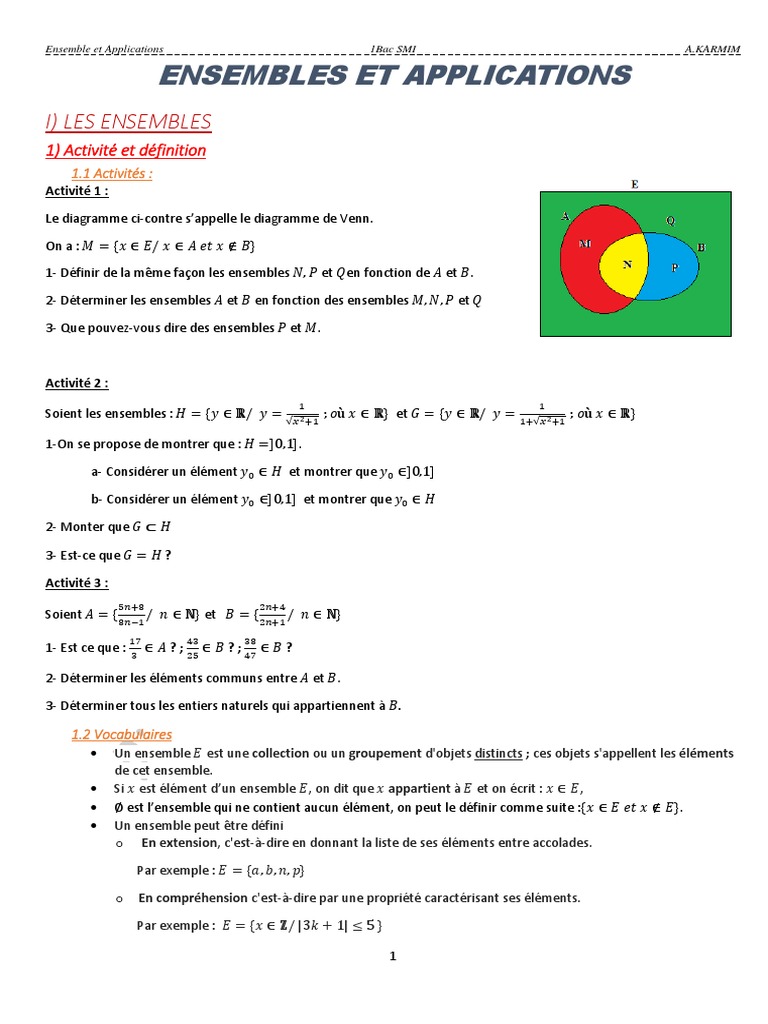 Ensembles et Applications en Mathématiques | PDF | Inclusion ...