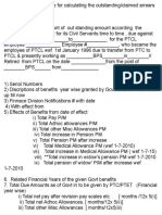 Draft Formate For Calculating Claimed Amount For Increase of Pennsions and Other Govt Related Benefits For PTCL Employees