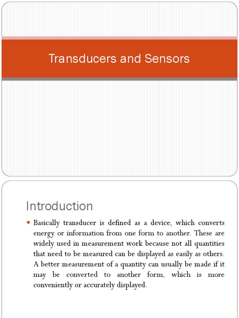 Transducers and Sensors PDF Pressure Measurement Thermometer