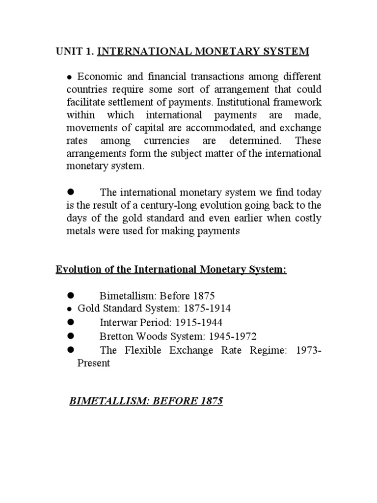 Evolution of the International Monetary System | PDF | Bretton Woods ...