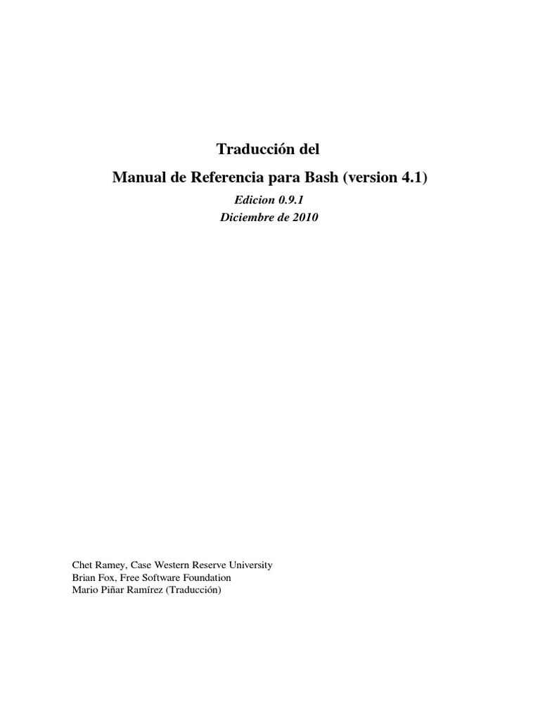 Manual de Referencia Bash 4.1 | PDF | Interfaz de línea de comando ...