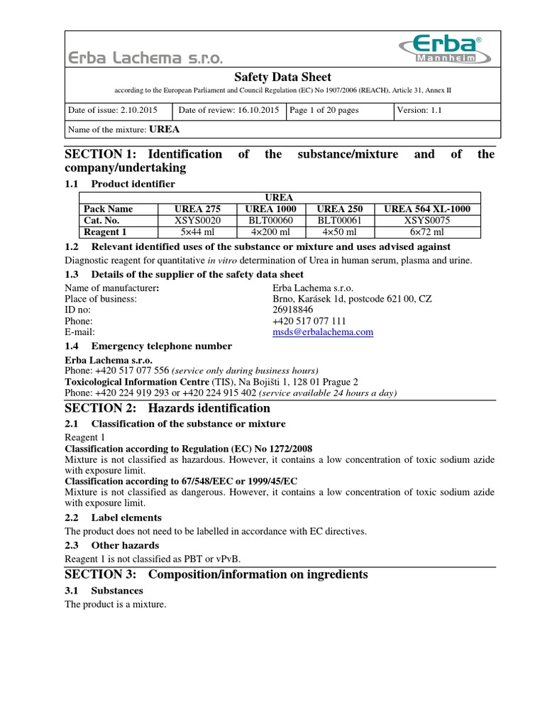 MSDS Urea PDF Dangerous Goods Toxicity