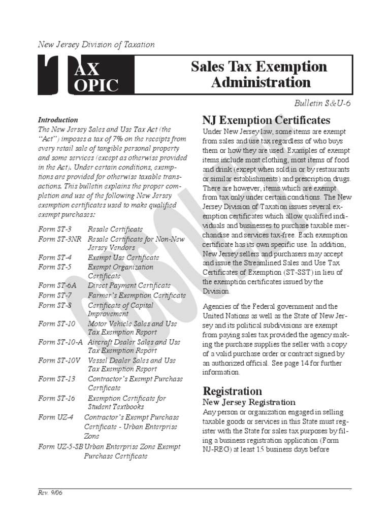 Printable Nj Sales Tax Exemption Certificate New Jersey Sales Tax Form ...