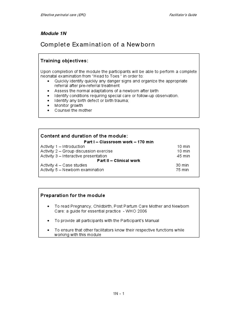 A Guide to Performing a Complete Examination of a Newborn | PDF ...
