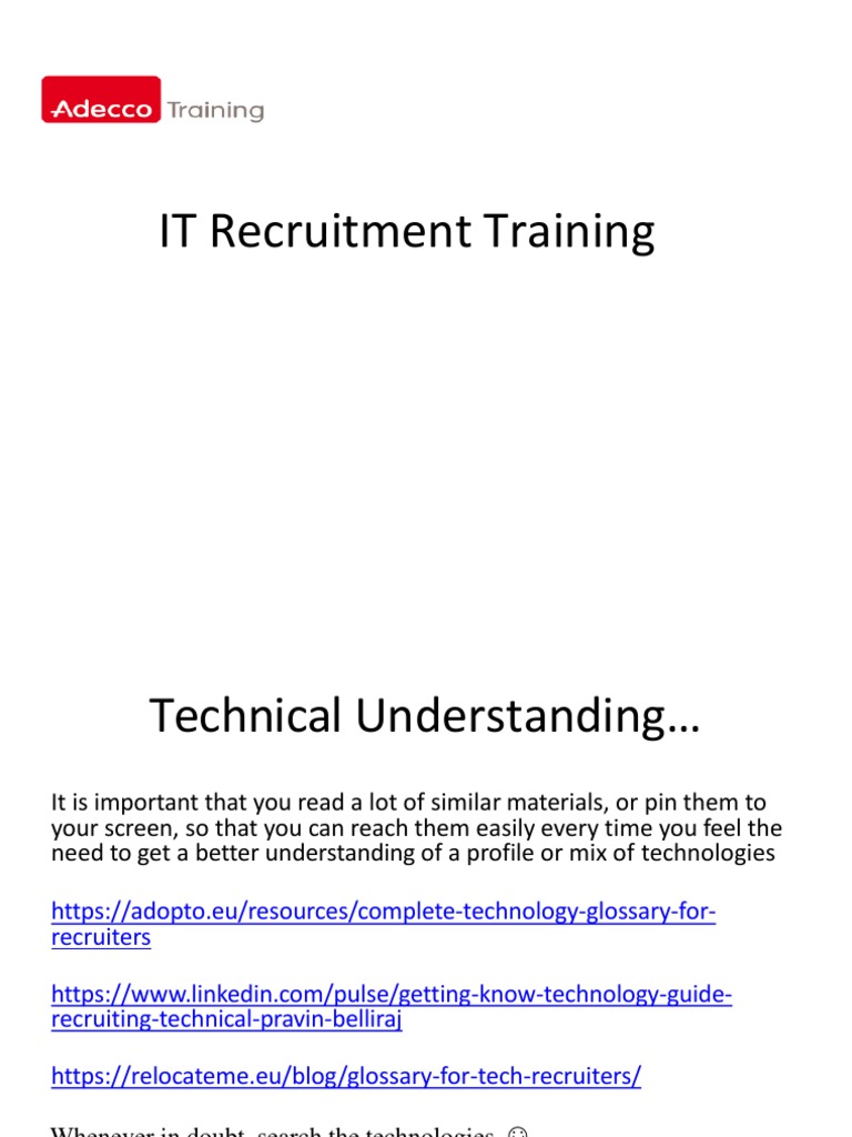 IT Recruitment Support - Training | PDF | Recruitment | Web Search Engine