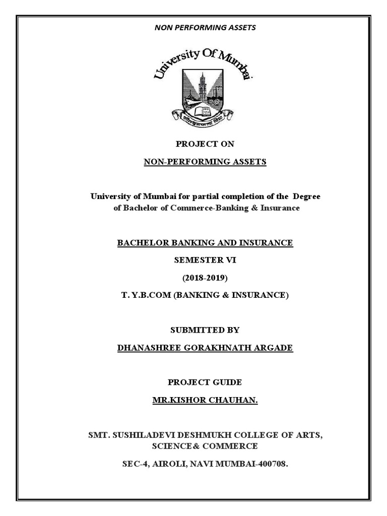 Non Performing Assets PDF Loans Interest