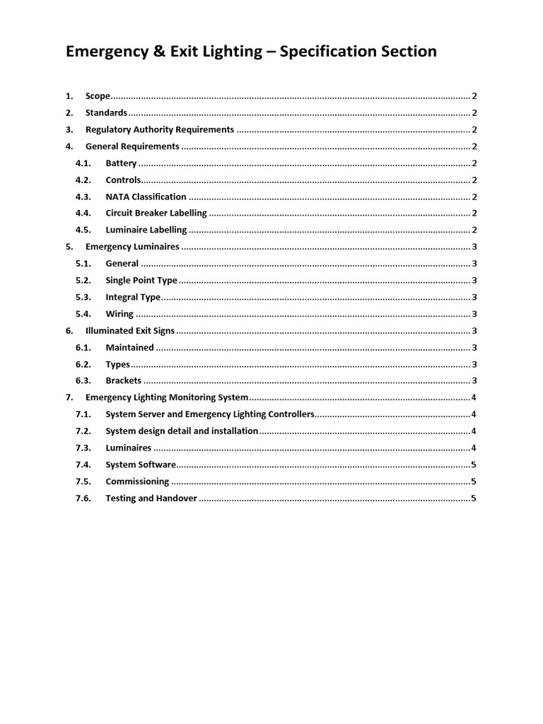 Emergency Lighting Specification Zoneworks XT L10 V1.1 PDF Lighting