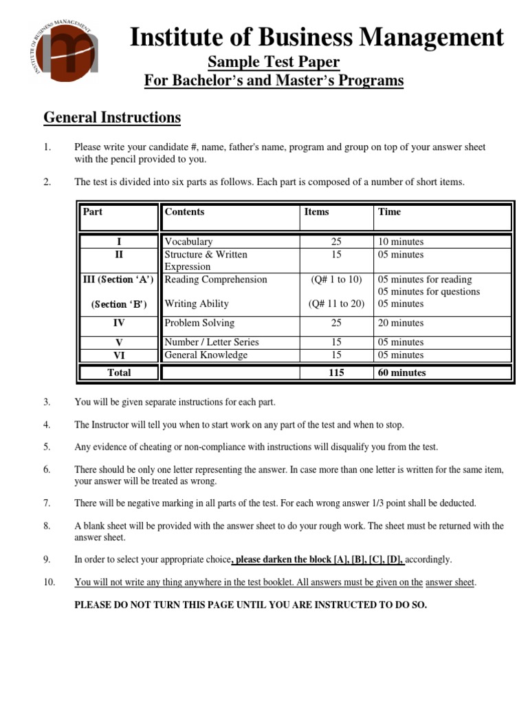 Sample Test Paper Fall 2015 PDF | PDF | Reading Comprehension | Phrase