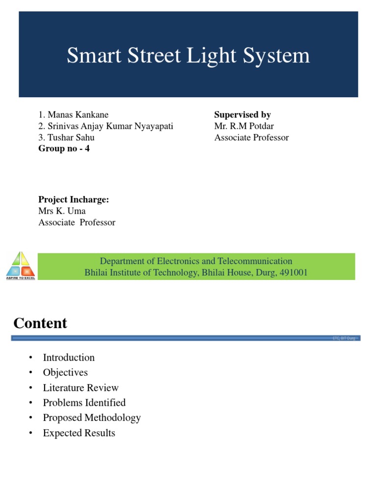 Smart Street Light System Project Report | PDF | Street Light | Light