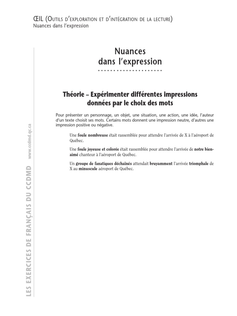 Nuances dans l'Expression Écrite | PDF
