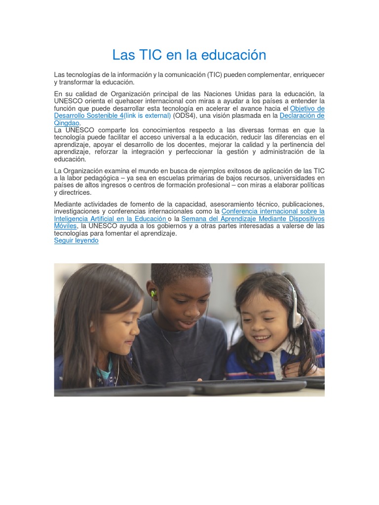 Las TIC en La Educación PDF | PDF | Ciencias sociales