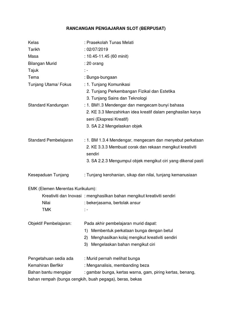 Template Rps Berpusat 60 Minit Pdf
