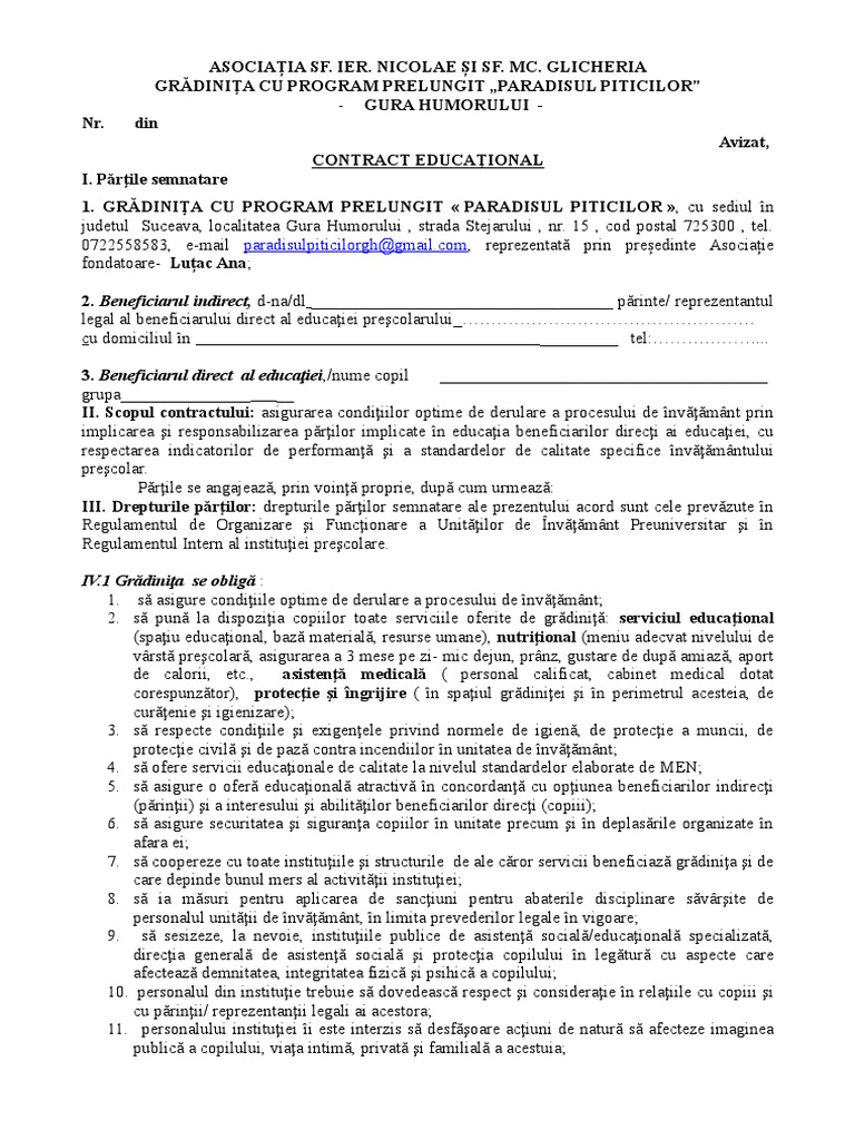 Contract Educational 2019 2020 | PDF