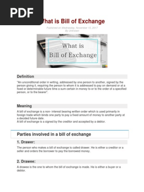 BILL OF EXCHANGE
