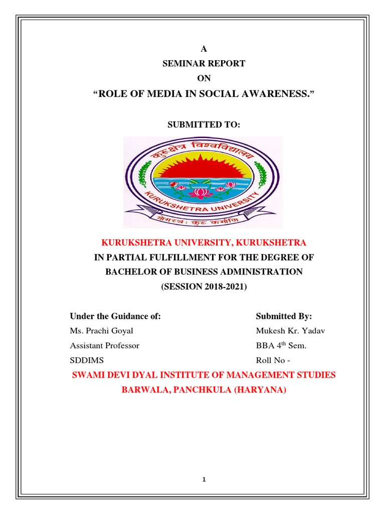 Role of Media in Social Awareness | PDF | Television | Mass Media