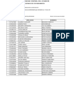 Listado de Estudiantes de Pedagogía de las Ciencias Experimentales Matemática y Física (R) Nivel Tercero Paralelo PCEMF3-002 Universidad Central del Ecuador