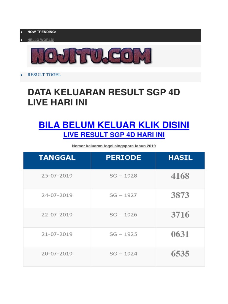 ♠ Togel sgp4d keluaran hari ini 2019 terbaru