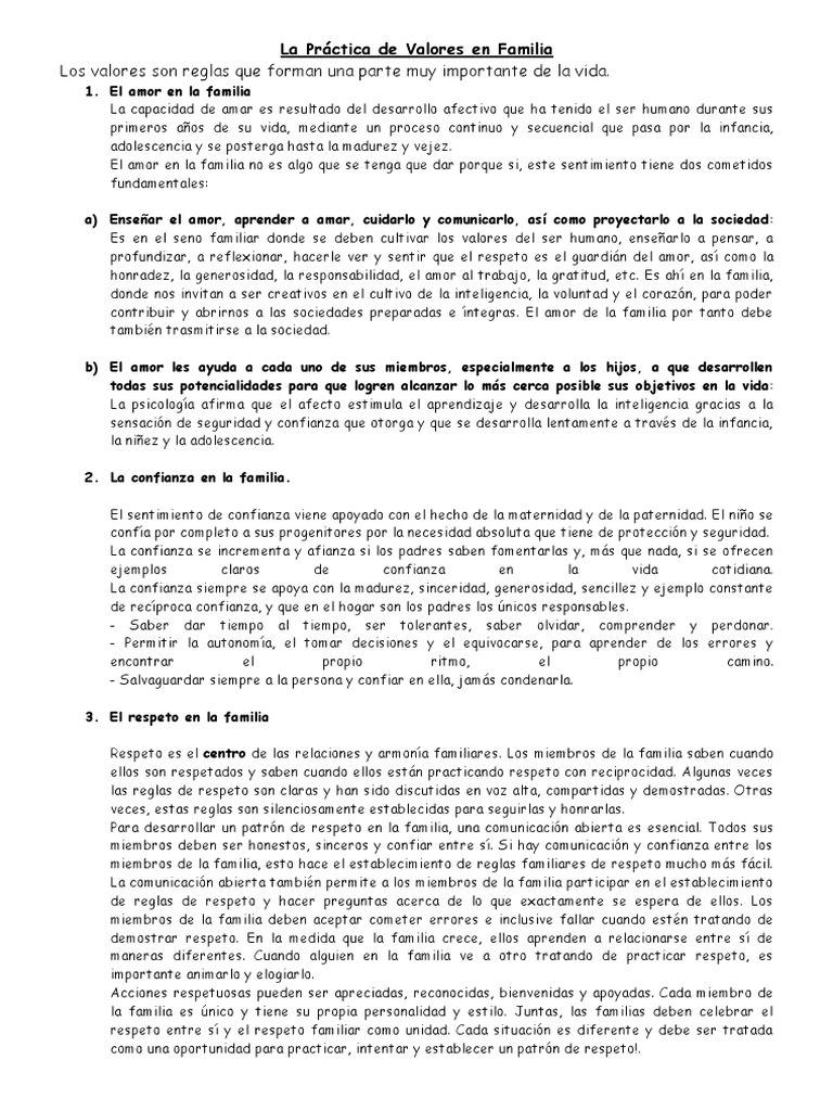 La Práctica de Valores en Familia | Descargar gratis PDF | Familia ...