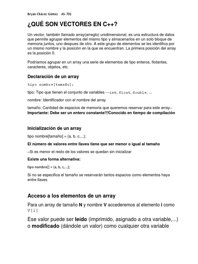 Introducción a Vectores en C++ | PDF