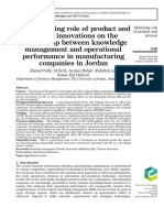 The mediating role of product and Mediating role of product and process innovations on the relationship between knowledge management and operational performance in manufacturing companies in Jordan